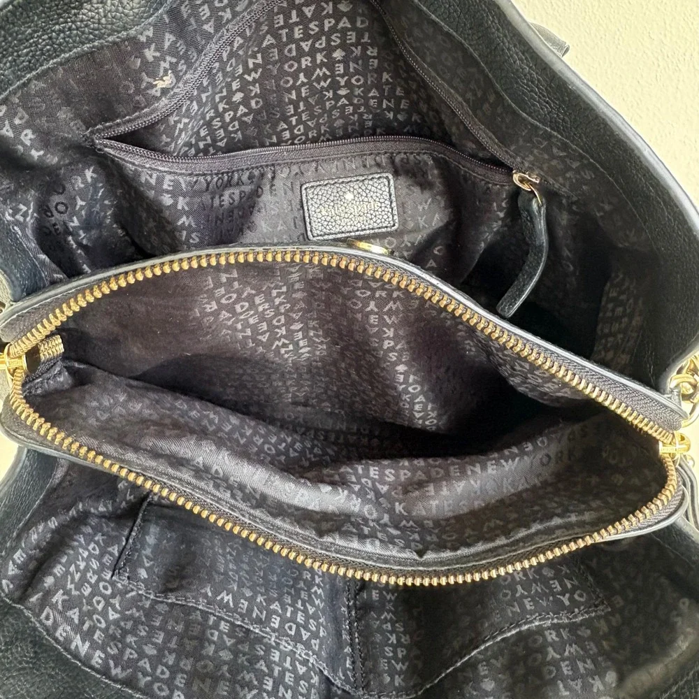 Kate Spade Larchmont Avenue Evangelie 100% Cow Leather Satchel Black Luxury